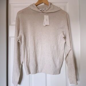 NWT Vince Cashmere Overlap Hoodie Sweater In Heather White